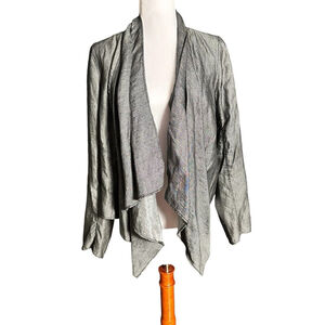 Magschoni Collection Gray Black Waterfall Cardigan Long Sleeve Size 10 Classy